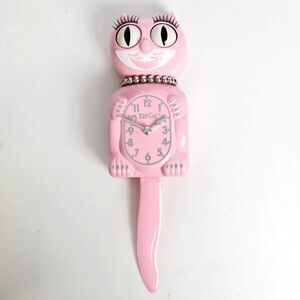 Retro Kitchen Lady Kit Cat Clock 15.5" Pink Kit-Cat Klock USA MADE - Open Box